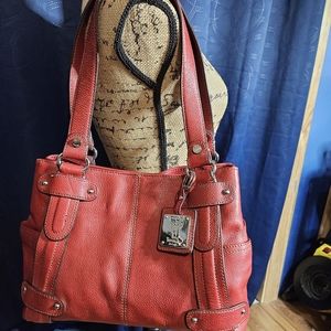 Tignanello Leather Purse Handbag Shoulder  bag- RED